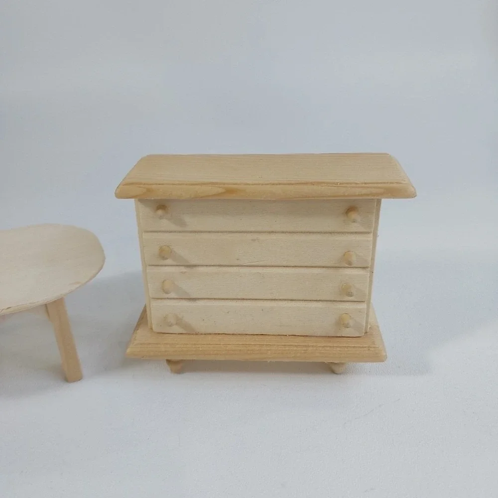 Doll House Furniture Greenbrier Dresser And Table Natural Wood‎ unfinished